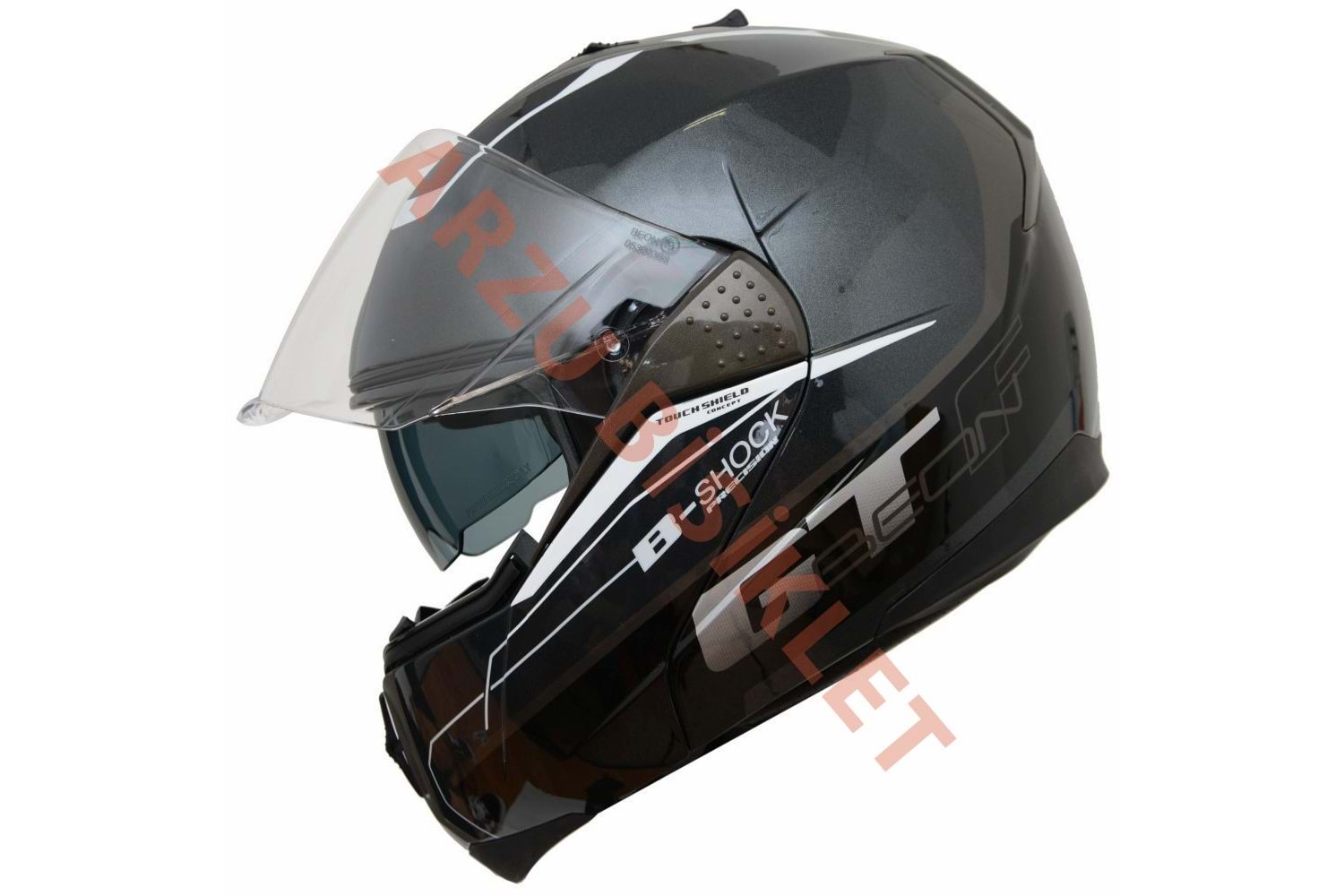 BEON- ÇENE AÇILIR VİZÖRLÜ KASK [B700] [GRİ-SİYAH] [B-SHOCK] [XL]