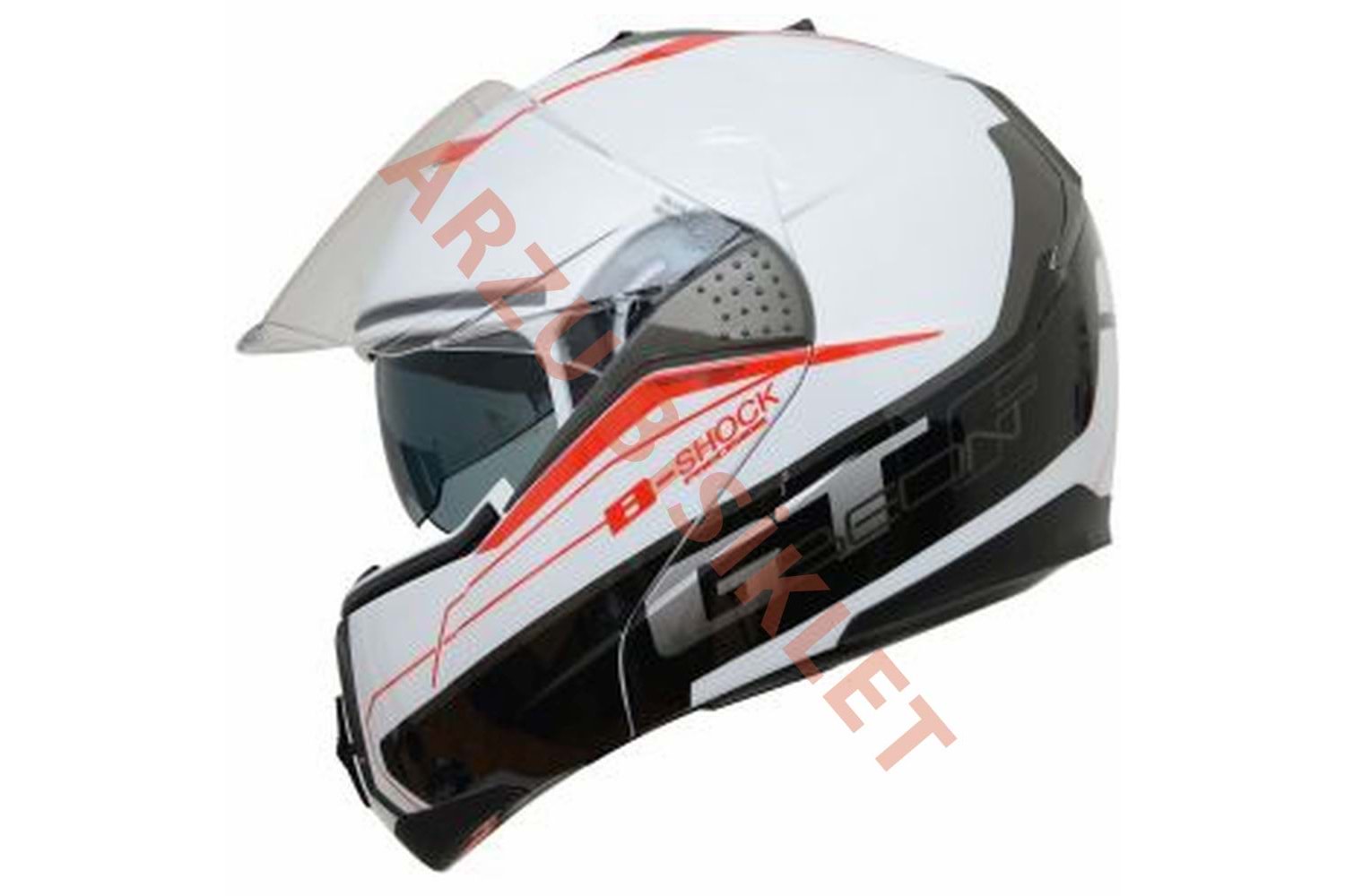 BEON ÇENE AÇILIR VİZÖRLÜ KASK BEYAZ - KIRMIZI L BEDEN