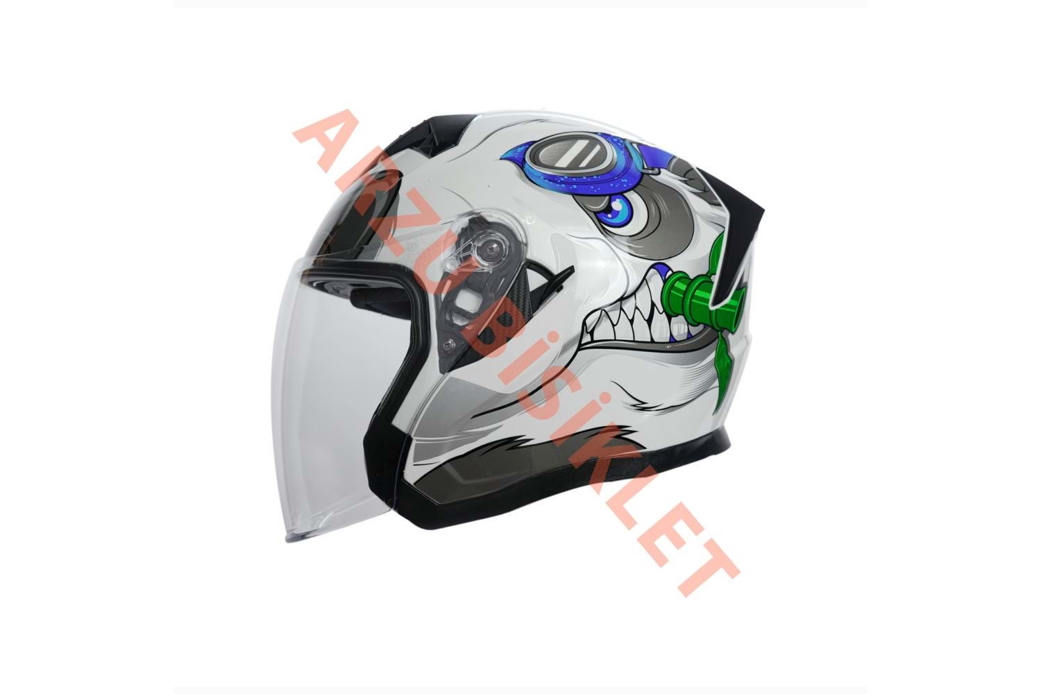 KC-ÇENESİZ VİZÖRLÜ YAZLIK KASK [KC528-1] PANDA [L] E BELGELİ