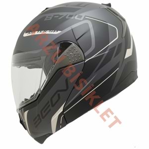 BEON ÇENE AÇILIR VİZÖRLÜ KASK SİYAH - KREM XL BEDEN