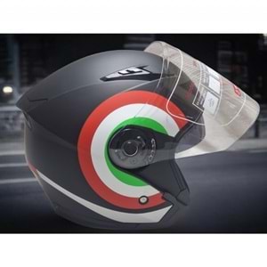 KASK ÇENESİZ SİYAH YUVARLAK ŞERİTLİ