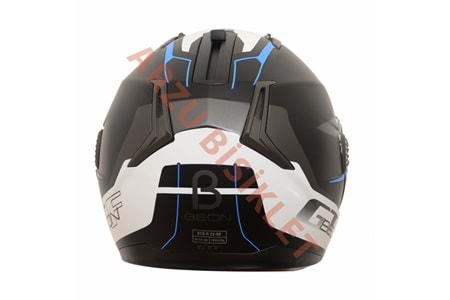 BEON ÇENE AÇILIR VİZÖRLÜ KASK SİYAH - MAVİ XL BEDEN