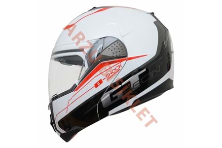 BEON ÇENE AÇILIR VİZÖRLÜ KASK BEYAZ - KIRMIZI L BEDEN