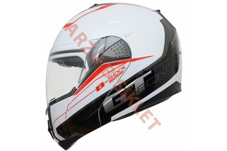 BEON ÇENE AÇILIR VİZÖRLÜ KASK BEYAZ - KIRMIZI L BEDEN