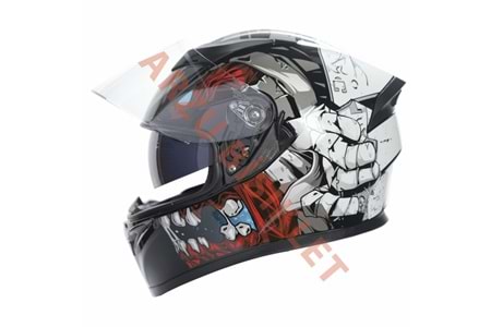 KC-KAPALI VİZÖRLÜ KASK [KC316-1] KURU KAFA [XL] E BELGELİ