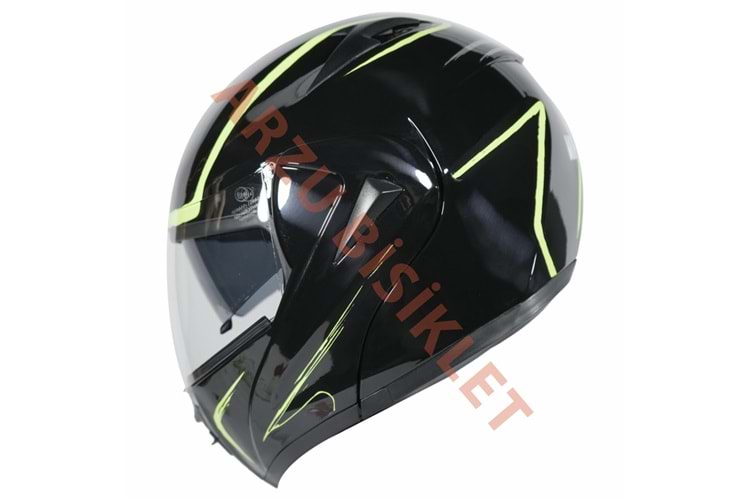 VRT - ÇENE AÇILIR VİZÖRLÜ KASK [MD-808] [SİYAH - SARI] [M]