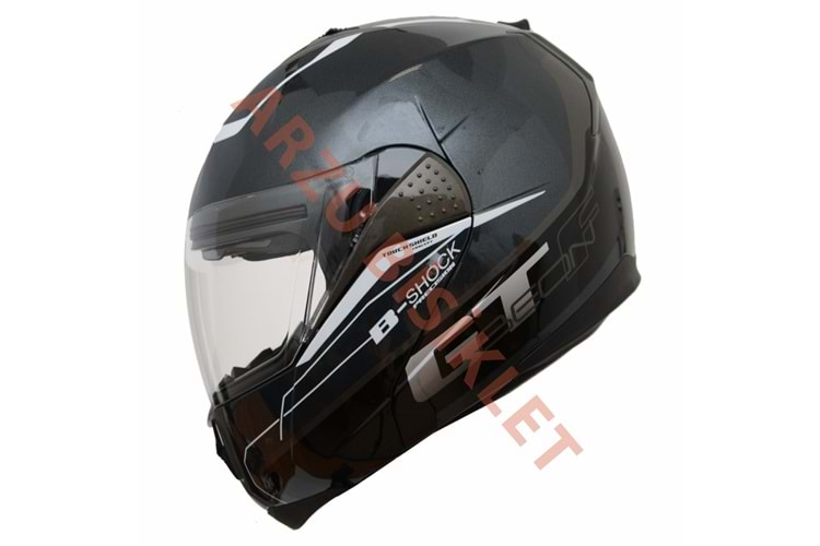 BEON ÇENE AÇILIR VİZÖRLÜ KASK GRİ - SİYAH L BEDEN