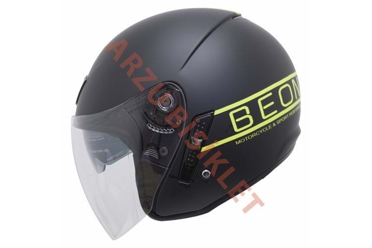 BEON-ÇENESİZ VİZÖRLÜ YAZLIK KASK [B217] [MAT SİYAH - SARI] [L]