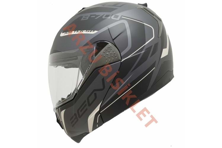 BEON ÇENE AÇILIR VİZÖRLÜ KASK SİYAH - KREM XL BEDEN