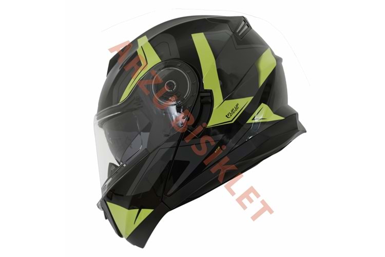 BLACKLION - ÇENE AÇILIR VİZÖRLÜ KASK [LION-160E] [SİYAH-SARI] [M]