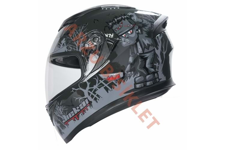 KC-KAPALI VİZÖRLÜ KASK [KC316-1] FRANKENSTEIN'S MONSTER [M] E BELGELİ