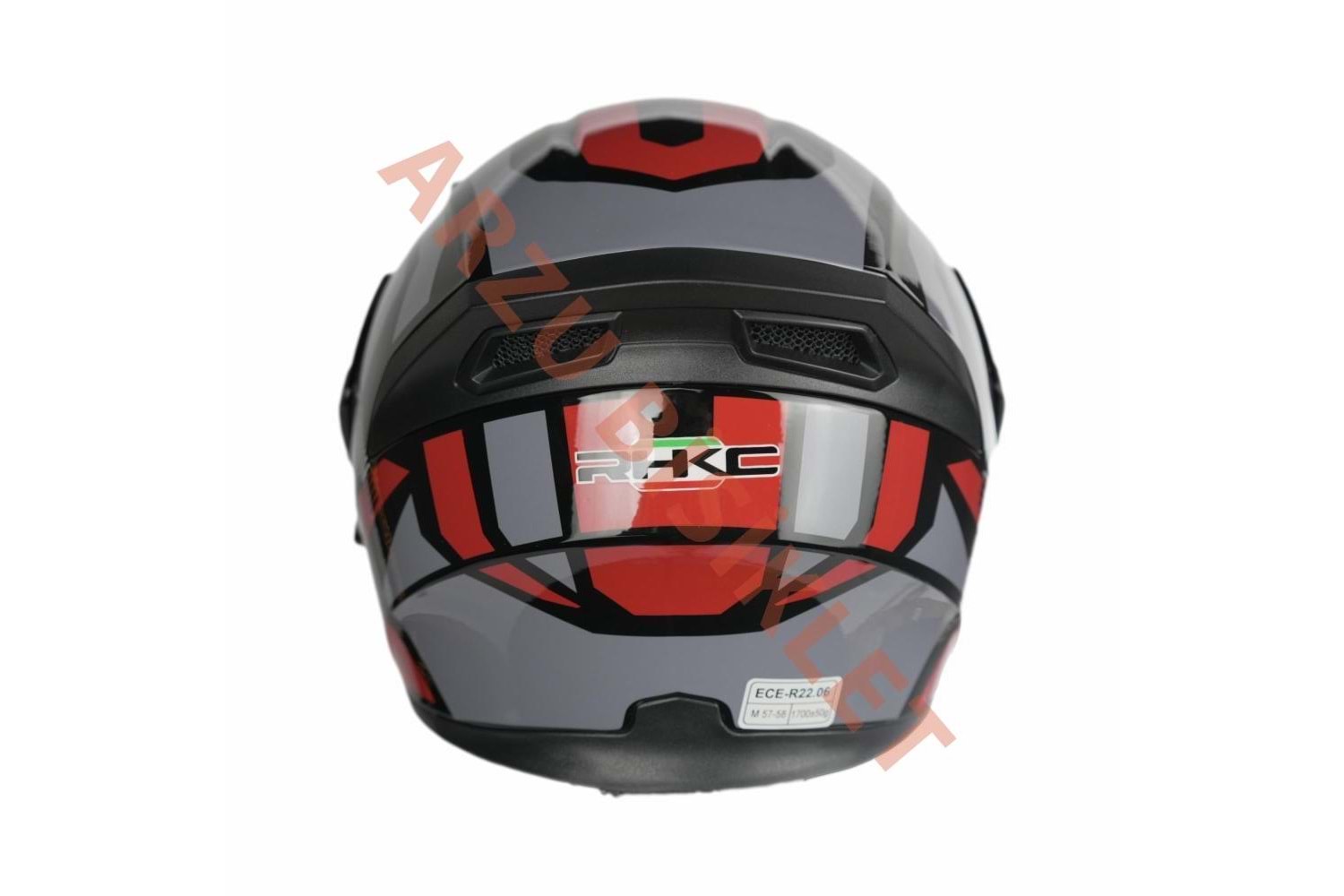 KC - ÇENE AÇILIR VİZÖRLÜ KASK [KC902] [SİYAH-KIRMIZI-GRİ] [XL]
