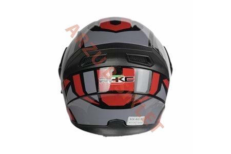KC - ÇENE AÇILIR VİZÖRLÜ KASK [KC902] [SİYAH-KIRMIZI-GRİ] [XL]