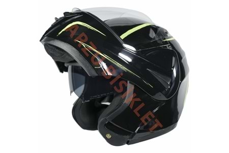 VRT - ÇENE AÇILIR VİZÖRLÜ KASK [MD-808] [SİYAH - SARI] [M]