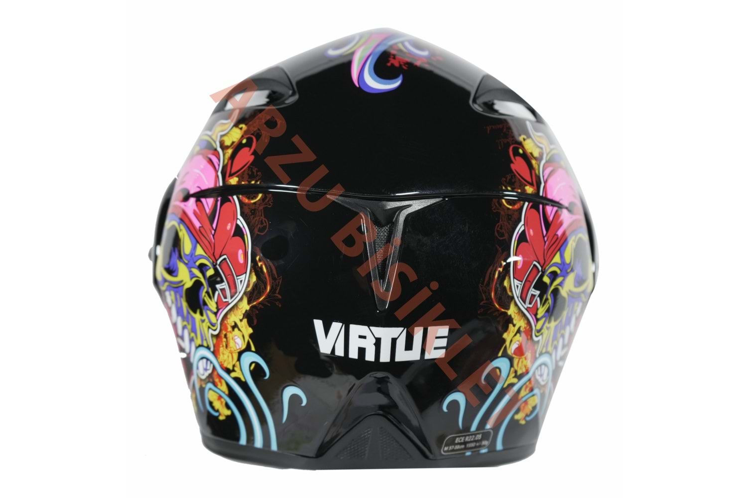 VRT - ÇENE AÇILIR VİZÖRLÜ KASK [MD-808] [KURU KAFA - ATEŞ] [S]