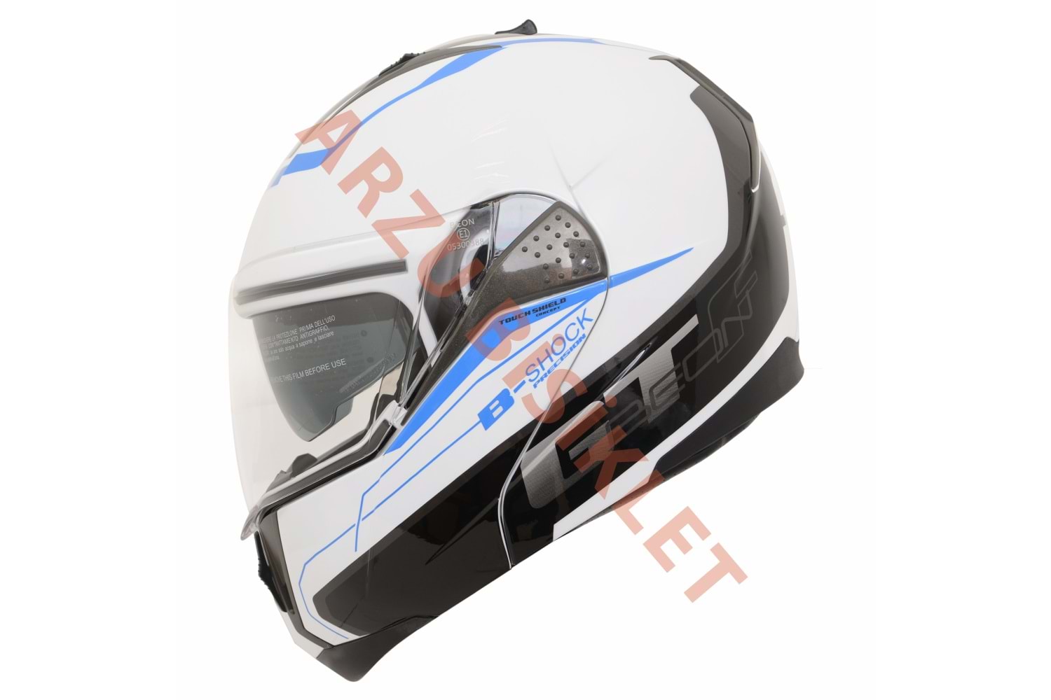 BEON ÇENE AÇILIR VİZÖRLÜ KASK BEYAZ - MAVİ L BEDEN