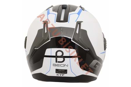 BEON ÇENE AÇILIR VİZÖRLÜ KASK BEYAZ - MAVİ L BEDEN
