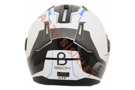 BEON ÇENE AÇILIR VİZÖRLÜ KASK BEYAZ - MAVİ L BEDEN