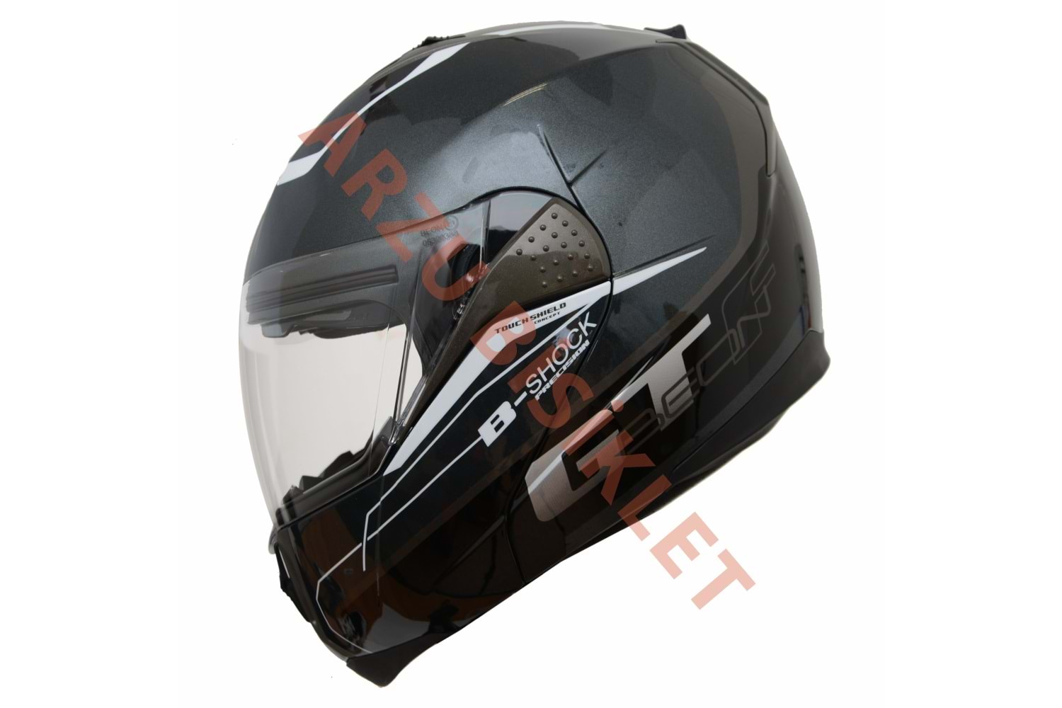 BEON ÇENE AÇILIR VİZÖRLÜ KASK GRİ - SİYAH L BEDEN