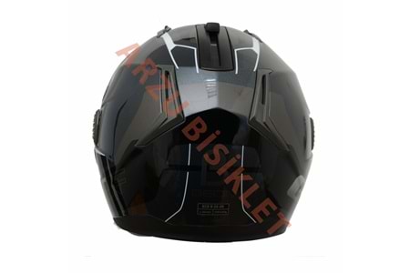 BEON ÇENE AÇILIR VİZÖRLÜ KASK GRİ - SİYAH L BEDEN