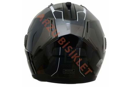 BEON ÇENE AÇILIR VİZÖRLÜ KASK GRİ - SİYAH L BEDEN