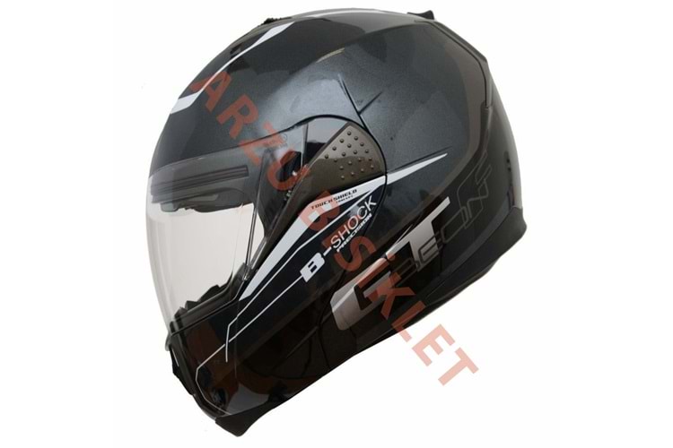 BEON- ÇENE AÇILIR VİZÖRLÜ KASK [B700] [GRİ-SİYAH] [B-SHOCK] [XL]