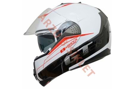 BEON ÇENE AÇILIR VİZÖRLÜ KASK BEYAZ - KIRMIZI L BEDEN
