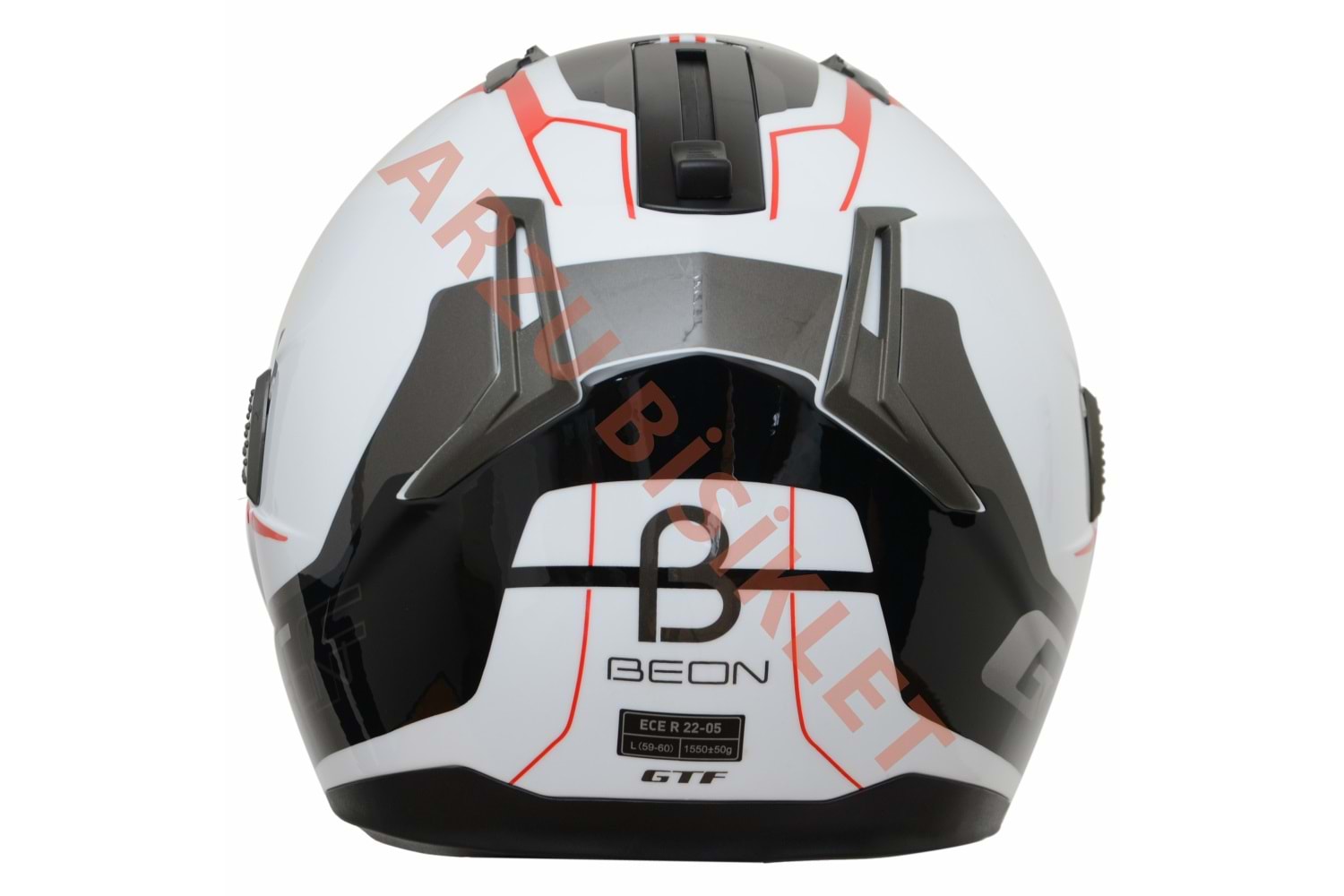 BEON ÇENE AÇILIR VİZÖRLÜ KASK BEYAZ - KIRMIZI L BEDEN