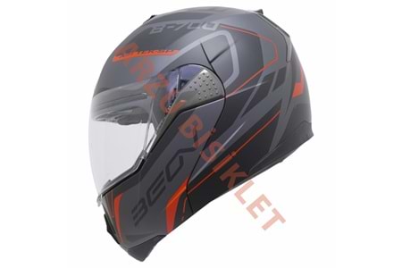 MONERO BEON ÇENE AÇILIR KASK SİYAH - KIRMIZI M BEDEN