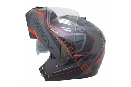 MONERO BEON ÇENE AÇILIR KASK SİYAH - KIRMIZI M BEDEN