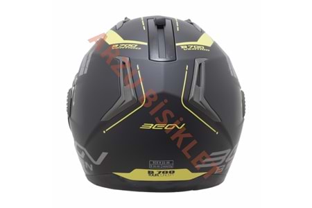 BEON ÇENE AÇILIR VİZÖRLÜ KASK SİYAH - SARI XL BEDEN
