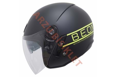 BEON-ÇENESİZ VİZÖRLÜ YAZLIK KASK [B217] [MAT SİYAH - SARI] [L]