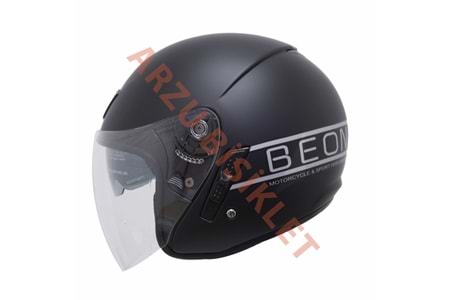 BEON-ÇENESİZ VİZÖRLÜ YAZLIK KASK [B217] [MAT SİYAH - GRİ] [L]