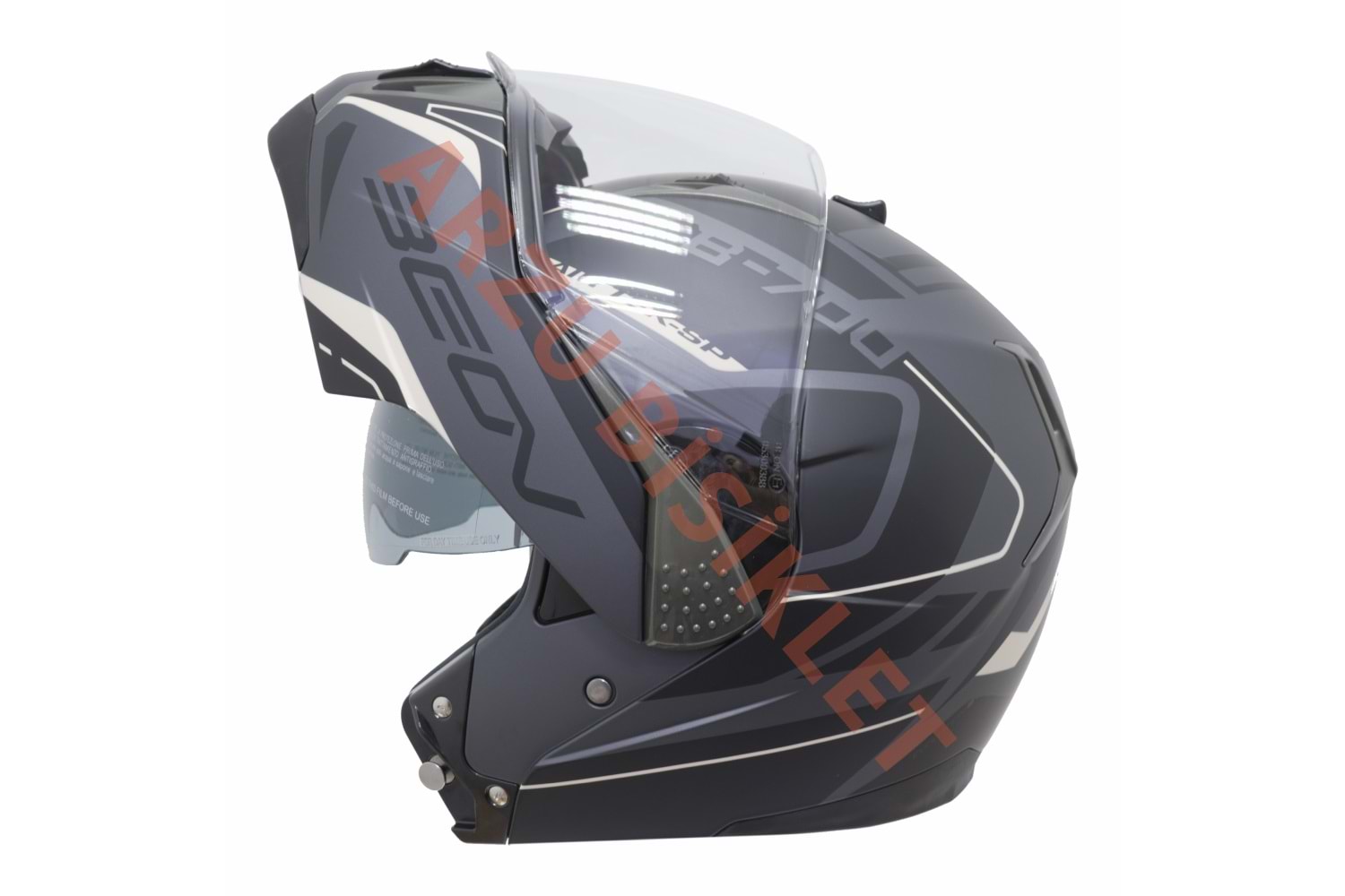 BEON ÇENE AÇILIR VİZÖRLÜ KASK SİYAH - KREM XL BEDEN