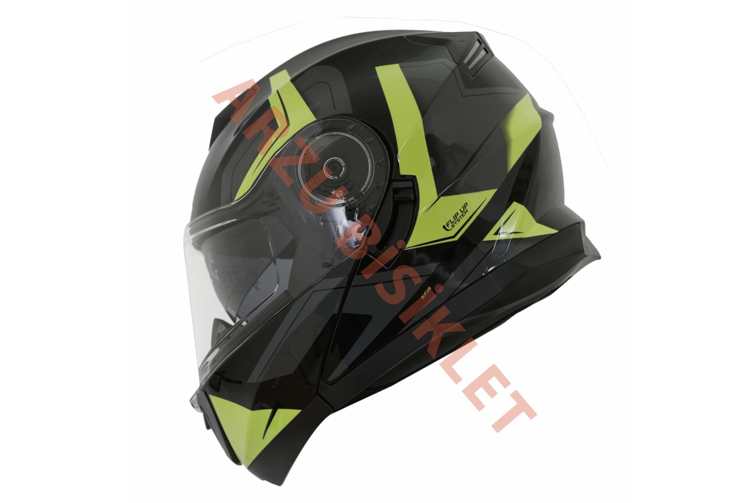 BLACKLION - ÇENE AÇILIR VİZÖRLÜ KASK [LION-160E] [SİYAH-SARI] [M]