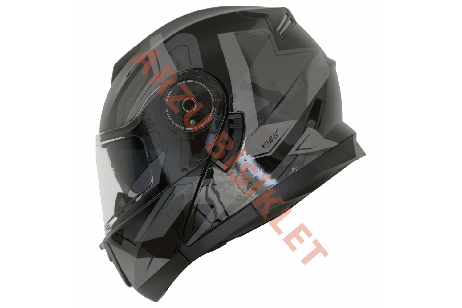 BLACKLION - ÇENE AÇILIR VİZÖRLÜ KASK [LION-160E] [SİYAH-GRİ] [M]