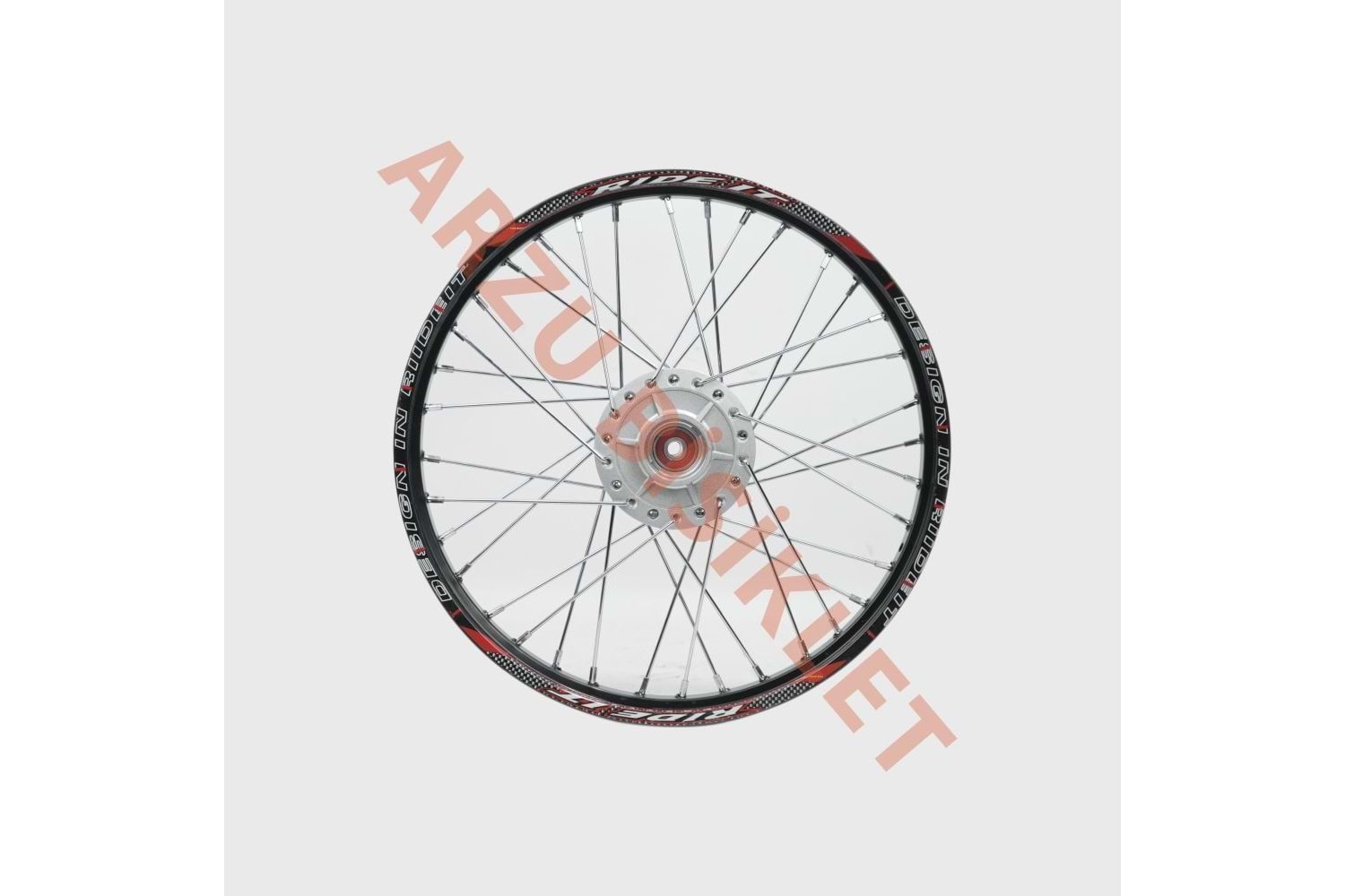 1.20 x 17 TELLİ JANT KOMPLE ÖN [DİSK FREN MODELİ] [SİYAH JANT - GRİ GÖBEK - KROM TEL] CG