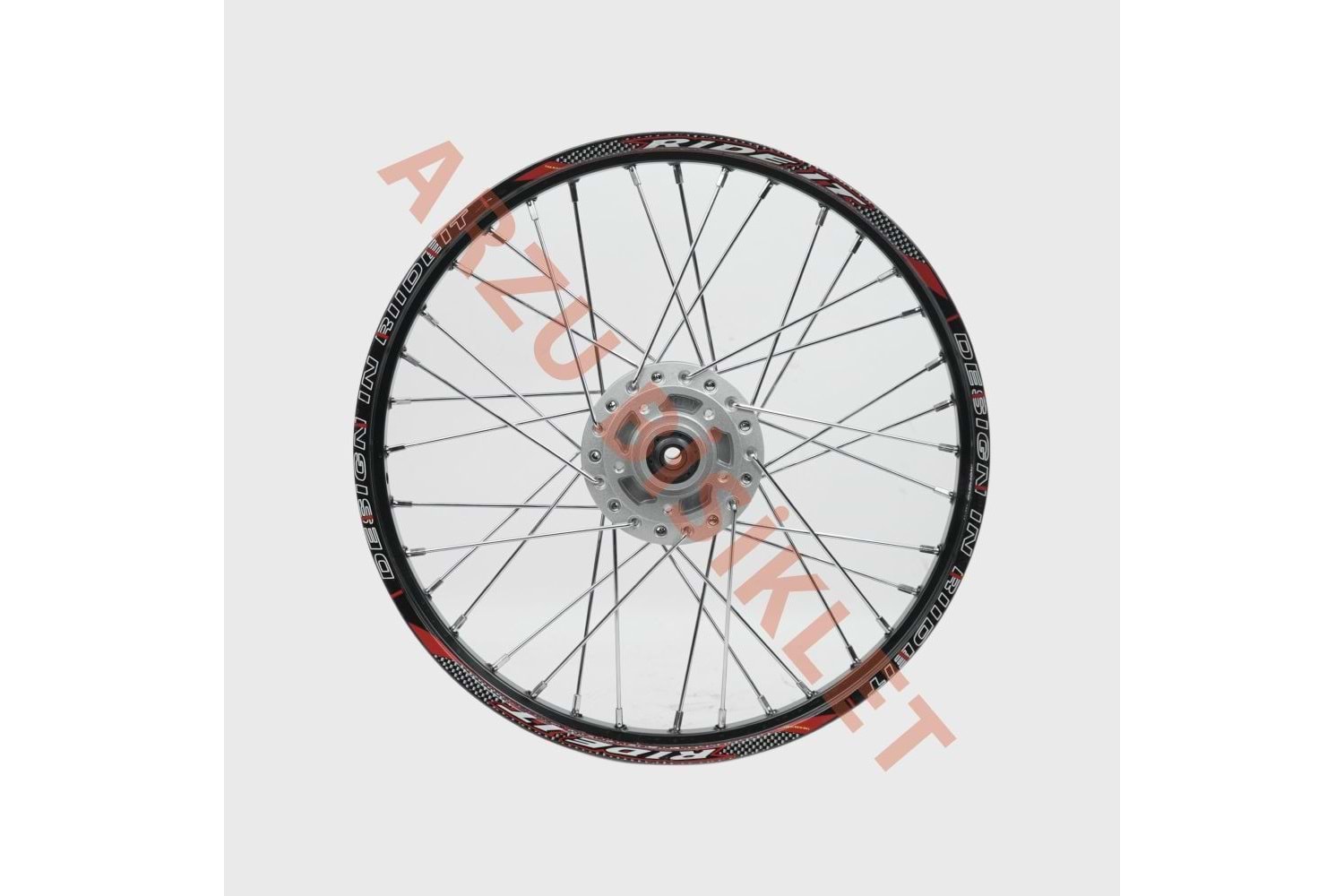 1.20 x 17 TELLİ JANT KOMPLE ÖN [DİSK FREN MODELİ] [SİYAH JANT - GRİ GÖBEK - KROM TEL] CG