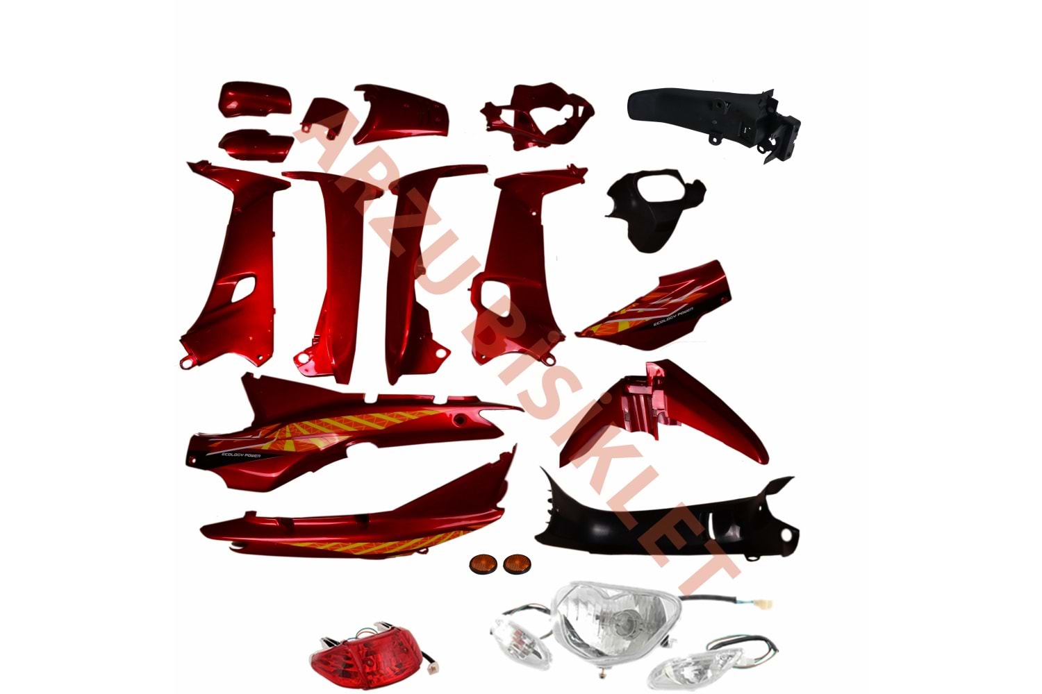 MONERO CUP 100 KALİPSO KAPORTA SETİ KIRMIZI FAR - STOP DAHİL