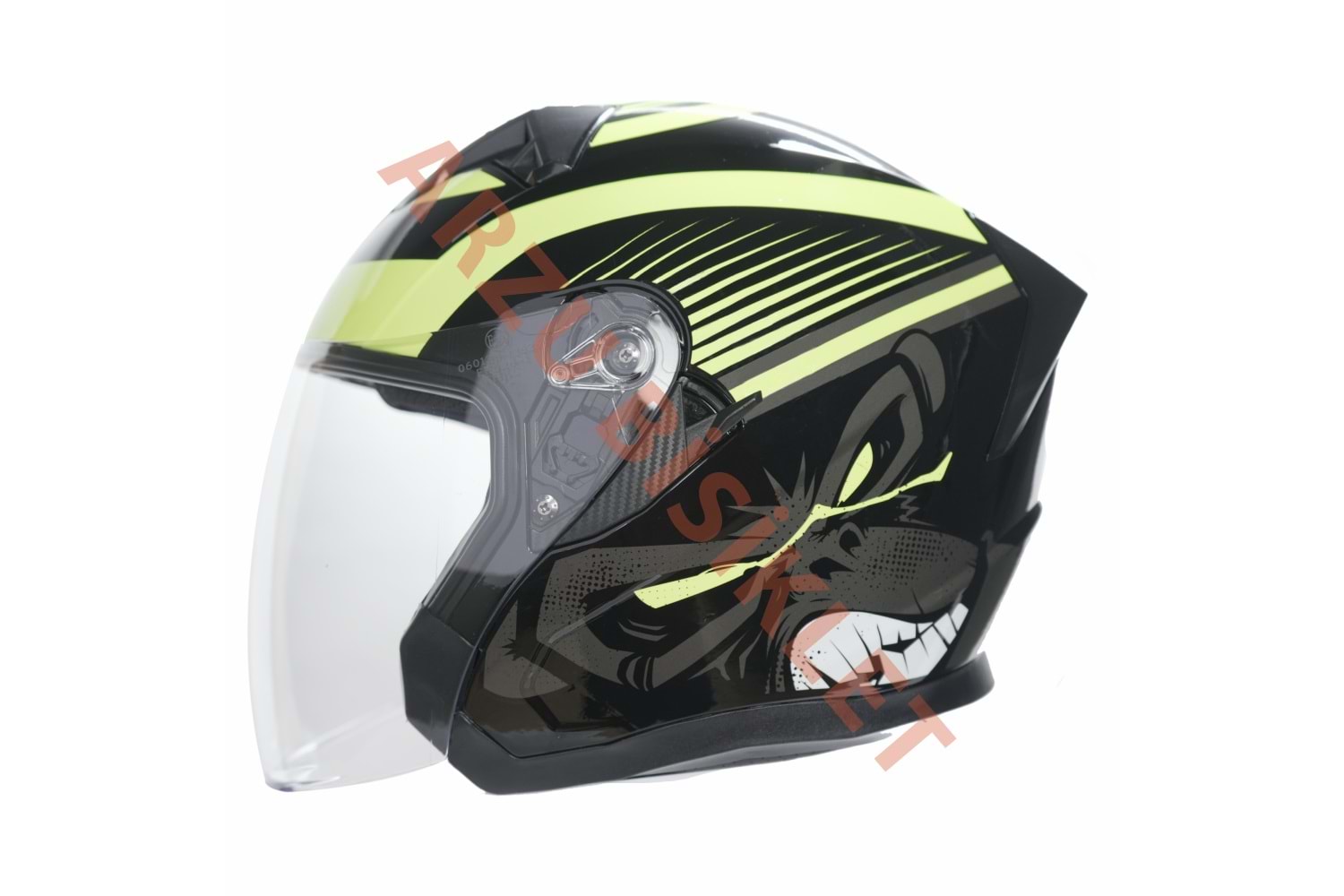 KC-ÇENESİZ VİZÖRLÜ YAZLIK KASK [KC528-1] SİYAH - NEON YEŞİL [M] E BELGELİ
