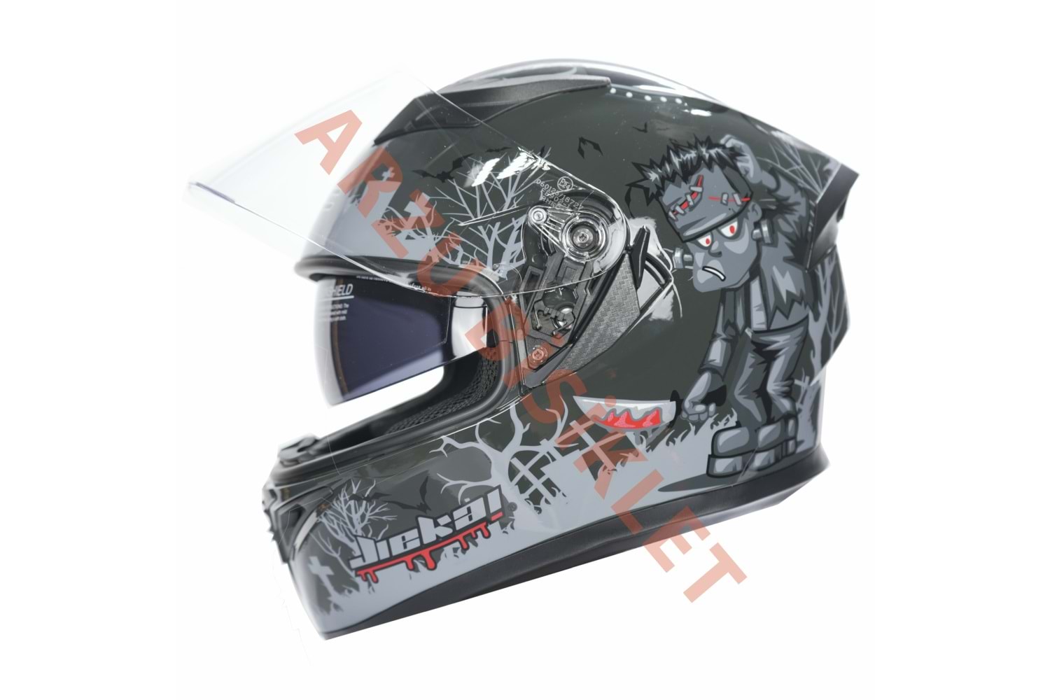 KC-KAPALI VİZÖRLÜ KASK [KC316-1] FRANKENSTEIN'S MONSTER [L] E BELGELİ