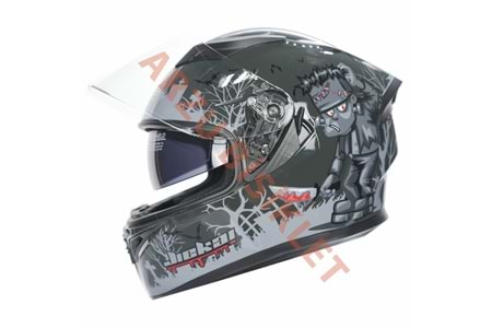 KC-KAPALI VİZÖRLÜ KASK [KC316-1] FRANKENSTEIN'S MONSTER [L] E BELGELİ