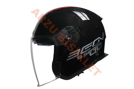 BEON- ÇENESİZ VİZÖRLÜ YAZLIK KASK [B203] [SİYAH-KIRMIZI] [XL]