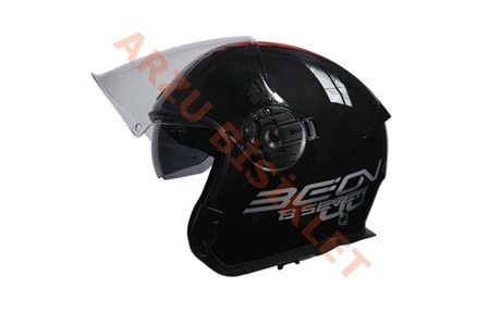 BEON- ÇENESİZ VİZÖRLÜ YAZLIK KASK [B203] [SİYAH-KIRMIZI] [XL]