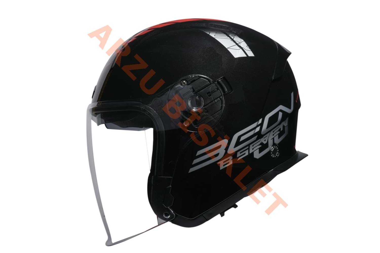 BEON- ÇENESİZ VİZÖRLÜ YAZLIK KASK [B203] [SİYAH-KIRMIZI] [XXL]