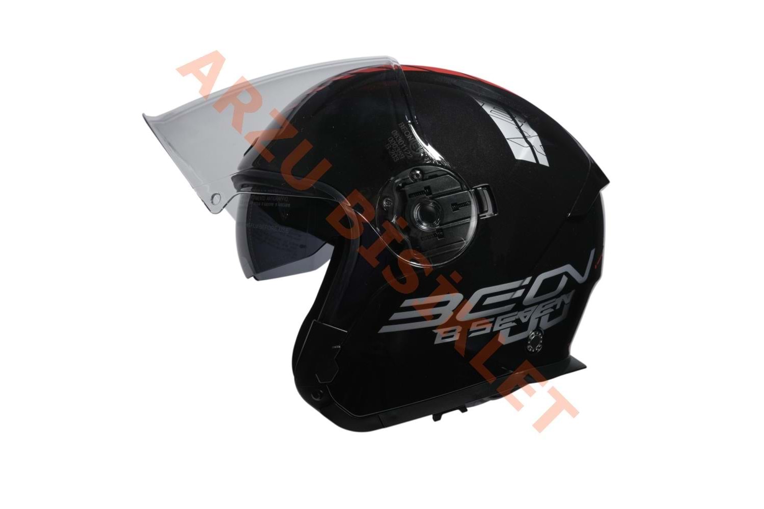BEON- ÇENESİZ VİZÖRLÜ YAZLIK KASK [B203] [SİYAH-KIRMIZI] [XXL]