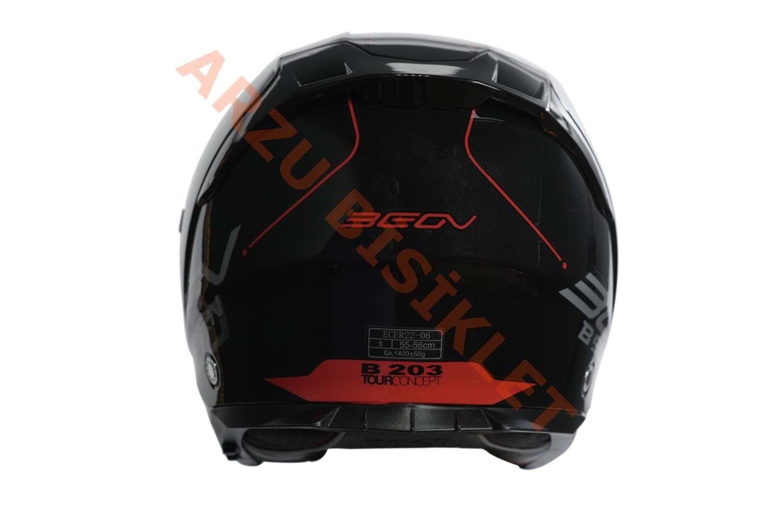 BEON- ÇENESİZ VİZÖRLÜ YAZLIK KASK [B203] [SİYAH-KIRMIZI] [XXL]