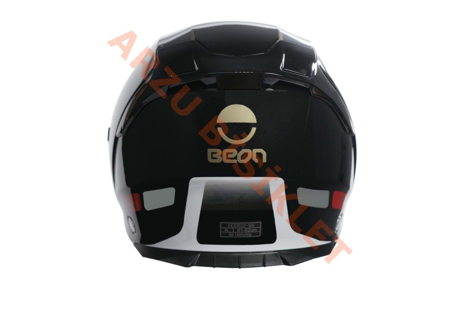 BEON- ÇENESİZ VİZÖRLÜ YAZLIK KASK [B203] [SİYAH-BEYAZ-ALTIN] [XXL]