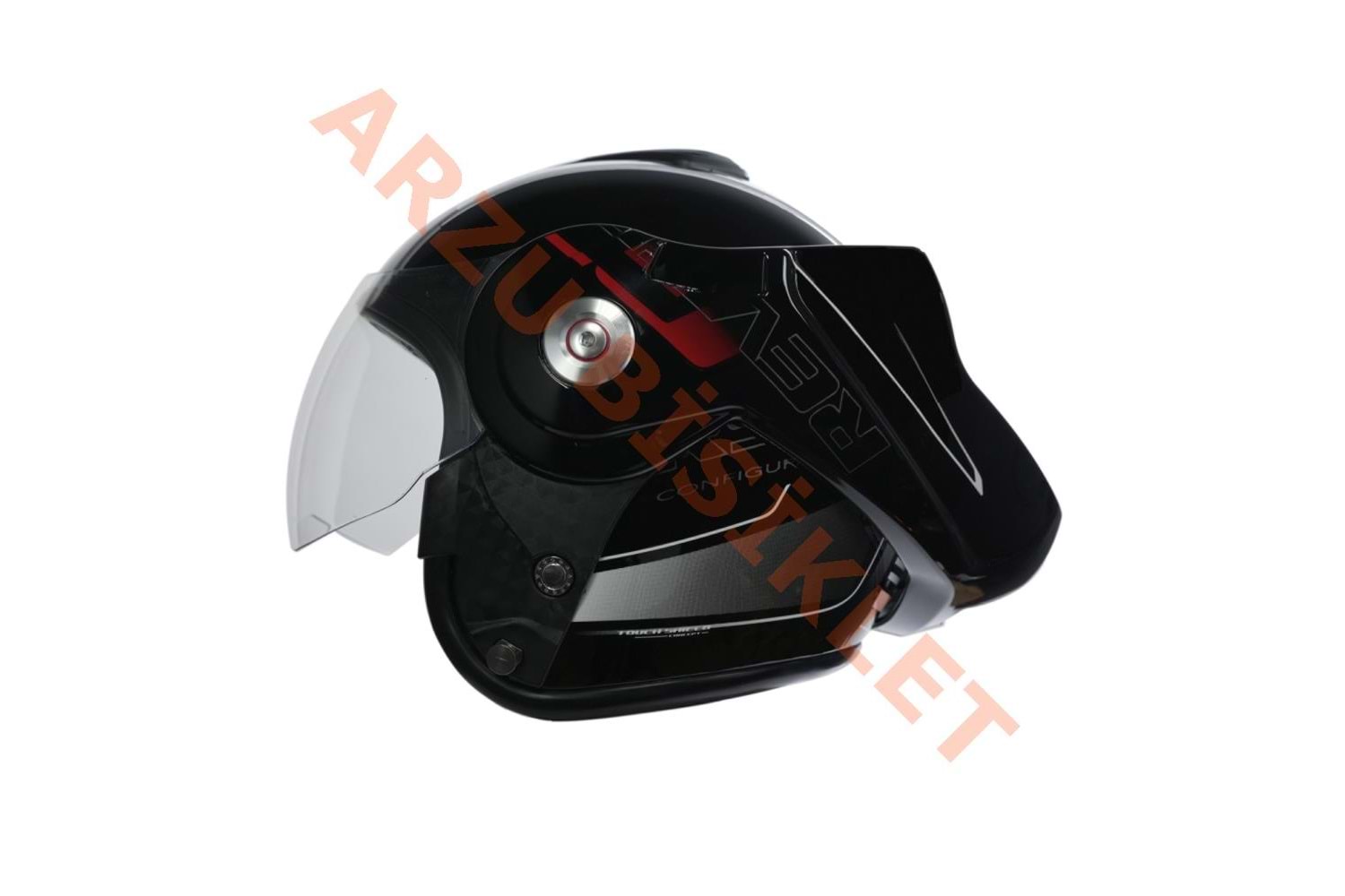 BEON- ÇENE AÇILIR VİZÖRLÜ KASK [B702] [SİYAH-BEYAZ-KIRMIZI] [L]