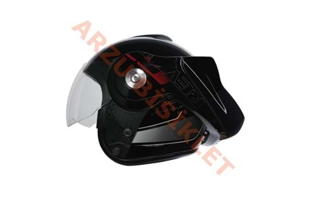BEON- ÇENE AÇILIR VİZÖRLÜ KASK [B702] [SİYAH-BEYAZ-KIRMIZI] [L]